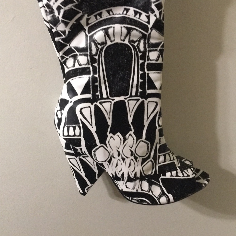 Black and white thigh high boots!